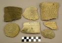 Rim and body sherds, corrugated, one perforated