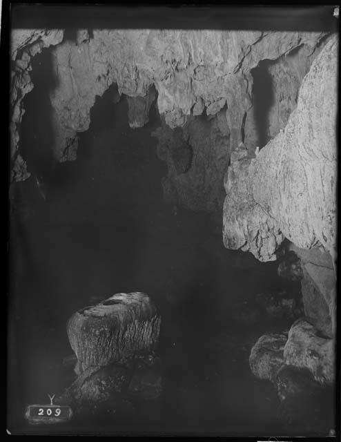 Chamber 3 with Pila covered with stalagmite