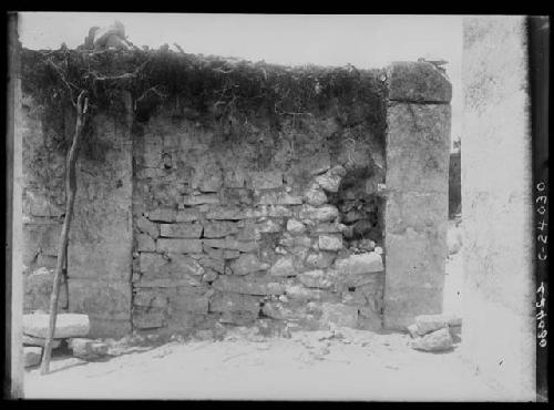 N.E. Colonnade 2ndary wall looking N. after sculptured stones were removed.