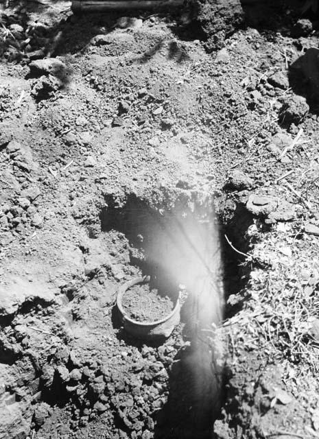 Partially excavated burial jar, Hacienda Milingo