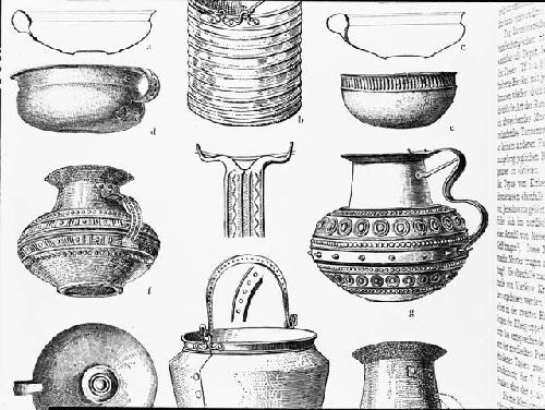 Drawing of various pots, used as illustration in room 42