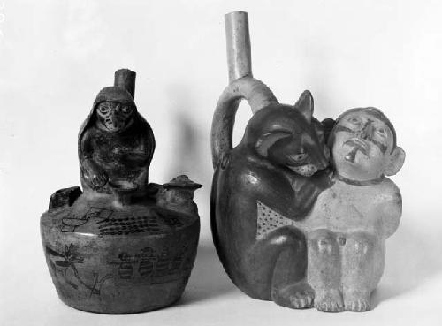 Pottery vessels - man and jaguar