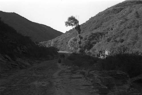 Rocky hillside road