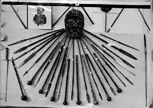 Assigains Knobkerries and a dancer's mask