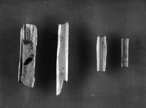 Wampum, conch shells, cut and work, showing various stages of manufacture