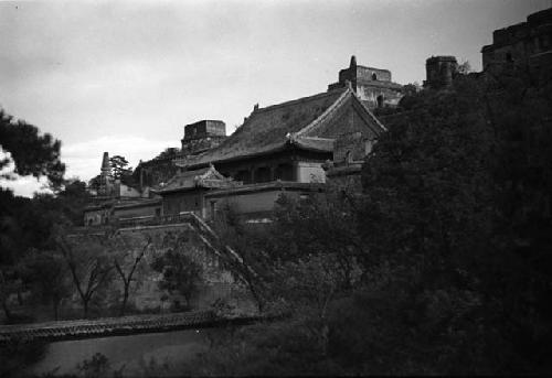 Complex of buildings on hillside