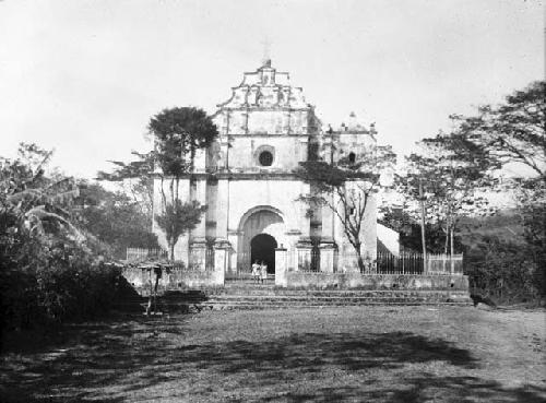 Young girls exiting large church