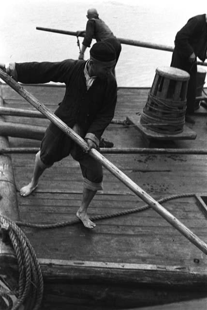 Yangtze junk man with pole