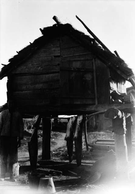 Wooden house on stilts