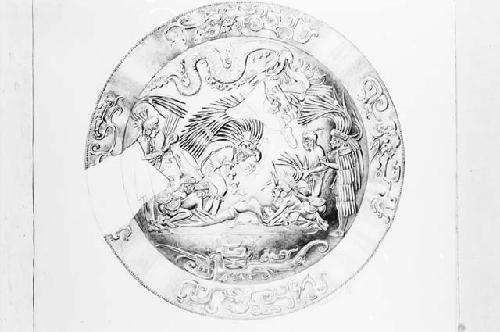 Copy of pencil drawing of chichen gold plaque