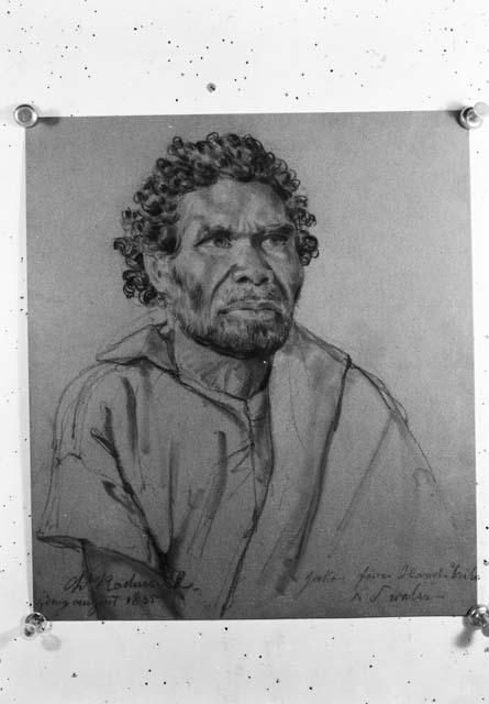 Photograph of wash drawing of native of five island