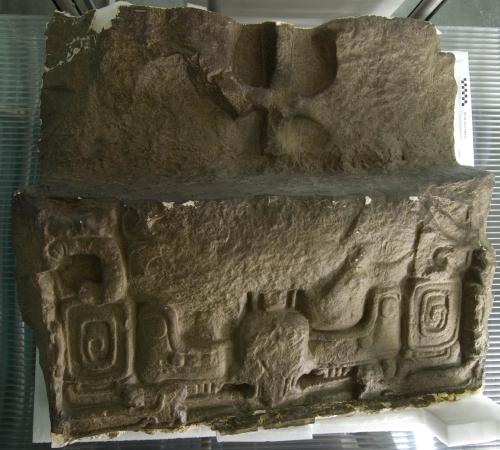 Cast of Stela J, Quirigua; west, bottom, mask