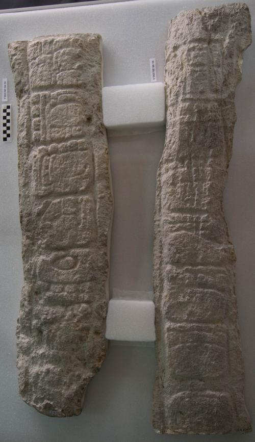 Cast of part of Stela 22, Uaxactun; in 4 pieces