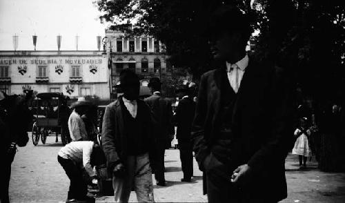 Crowd standing in town