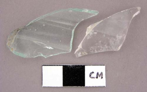 Glass, fragment, small, clear, transparent, curved