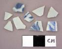 Ceramic, porcelain, sherds with blue pattern