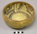 Bowl, polacca polychrome style c. int: linear design; ext: slipped, no design. 7