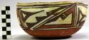 Bowl, polacca polychrome style c. int: splatter design; ext: linear design. 9.2