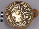 Ladle, polacca polychrome style c. int: kachina & clown design; ext: slipped