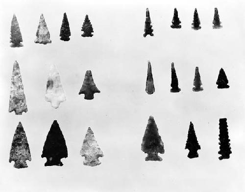 Projectile points, some of obsidian, Swarts Ruin