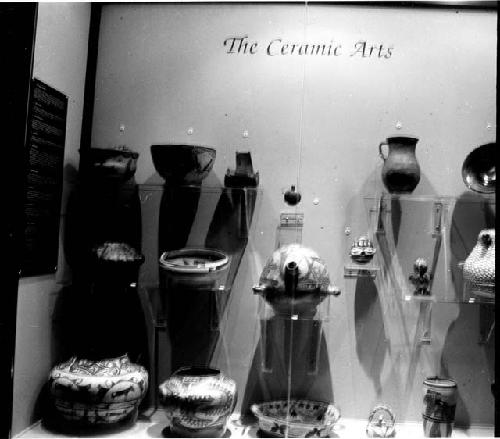 Exhibit case containing ceramics