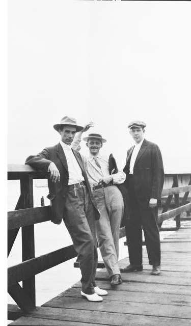 Bradfield, Schneider and Linton soon after landing