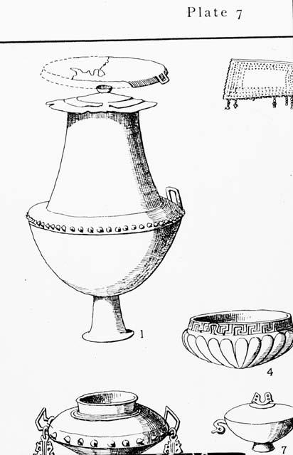 Drawing of pottery vessels