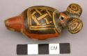 Pottery whistle, polychrome owl