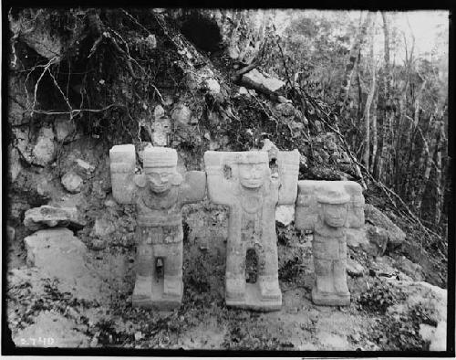 Atlantean figures excavated from Mound of Painted Columns