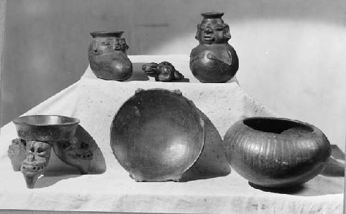 Pottery figurines and vessels