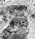 Trench south of Temple of the 3 Lintels showing bedrock, and floor level.