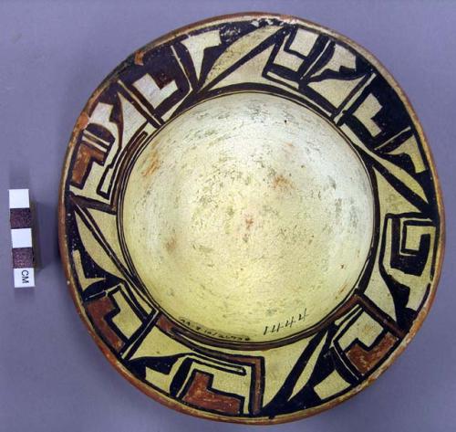 Bowl, polacca polychrome style c. int: linear design; ext: slipped, no design. 7