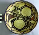 Bowl, polacca polychrome style c. int: Zuni rain bird design; ext: slipped, no d