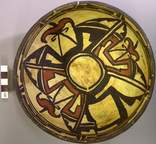 Bowl, polacca polychrome style c. int: linear design; ext: slipped, no design. 9