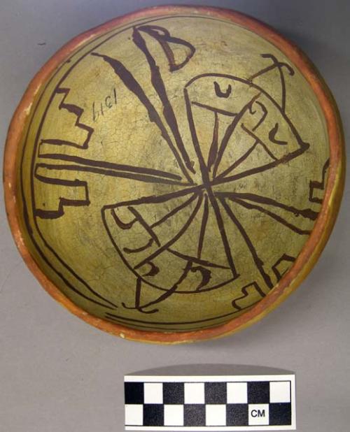 Bowl, polacca polychrome style c. int: linear design; ext: slipped, no design. 8