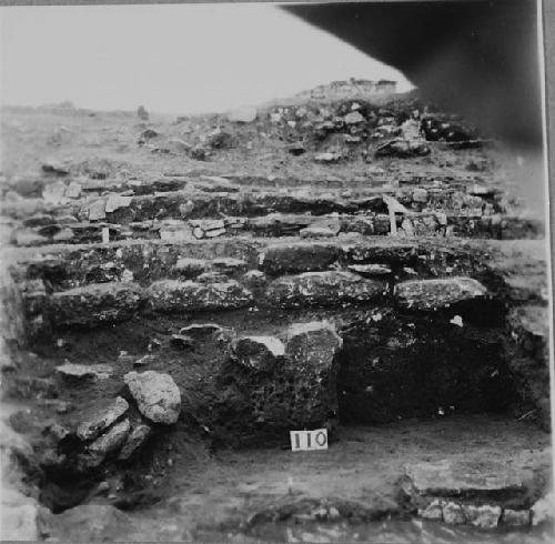 Structure 13; Looking South at lines of Stones ion T1 Block
