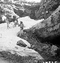 Horse on snow outside diyan cave on Jebel Baradost near Rowandiz