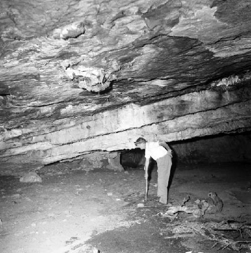 Dennis Batten surveying Pastun cave on Jebel Baradost near Rowandiz