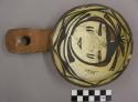 Ladle, Polacca polychrome style c. int: kachina & clown design; ext: slipped