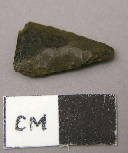 Projectile Point, chipped stone, triangular, tip broken