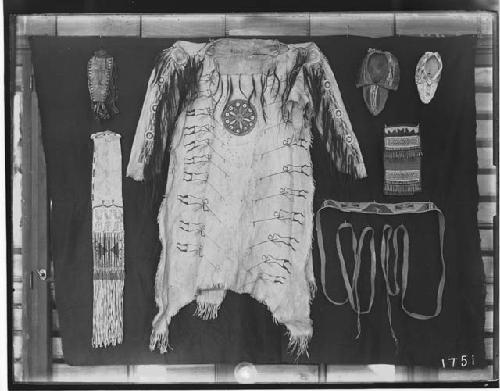 Hunting Shirt and other Buckskin objects showing quillwork