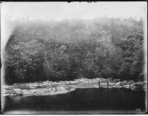 Landscape with water and two men