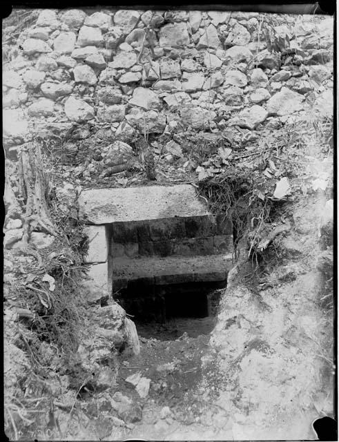 Edifice 3 - showing the uncovered entrance to a chamber and the altar