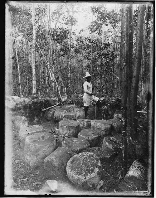 Cylinders of stone from small rectangular mound