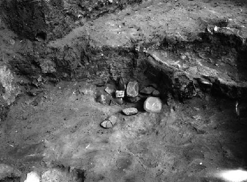 Red Hill site, structure 201C, stone tools lying on floor next to west wall