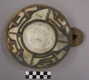Ladle, Polacca polychrome style c. int: linear design; ext: slipped, no design.