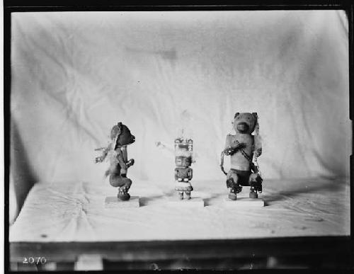 Three Kachina dolls