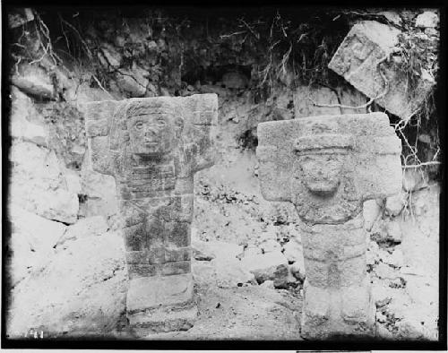 Atlantean figures excavated from Mound of Painted Columns
