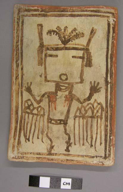 Tile, Polacca polychrome style d. kachina & clown design; Katsina name: Malo