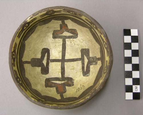 Bowl, polacca polychrome style c. int: linear design; ext: slipped, no design. 5